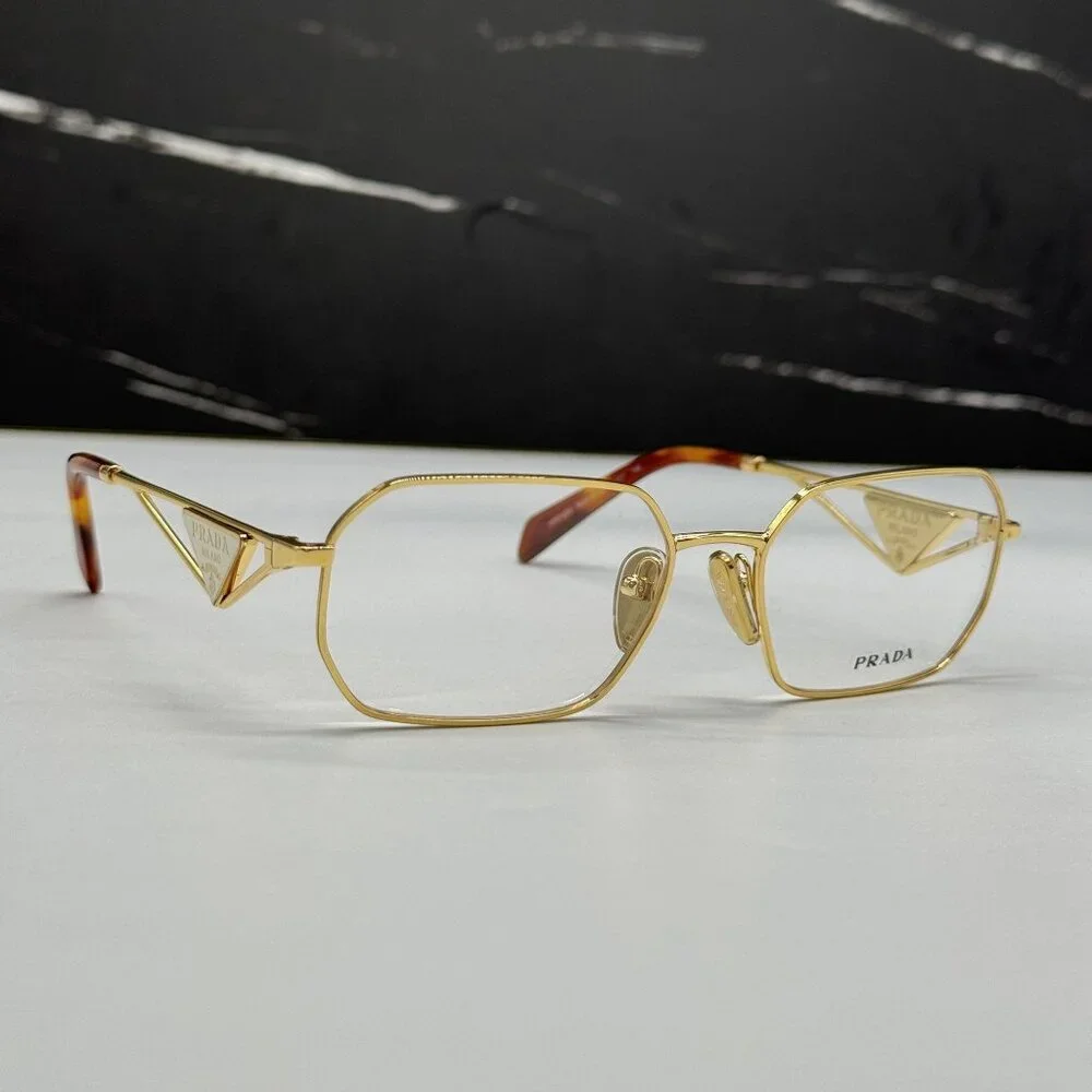 NEW PRADA PRA53V 5AK1O1 EYEGLASSES PR A53V 5AK1O1 GOLD UNISEX EYEWEAR VPR A53 5A